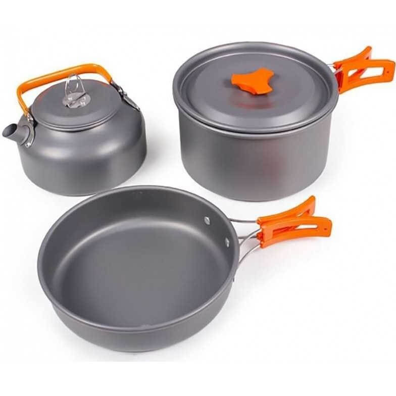 ست ظروف سفری آشپزی آلومینیومی 3 تیکه کمپینگ COOKWARE