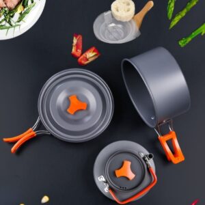 ست ظروف سفری آشپزی آلومینیومی 3 تیکه کمپینگ COOKWARE
